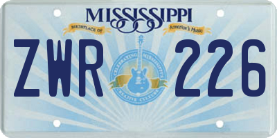 MS license plate ZWR226