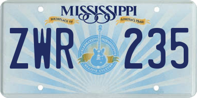 MS license plate ZWR235
