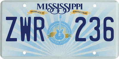 MS license plate ZWR236