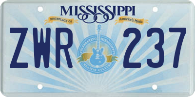 MS license plate ZWR237