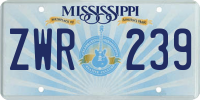 MS license plate ZWR239