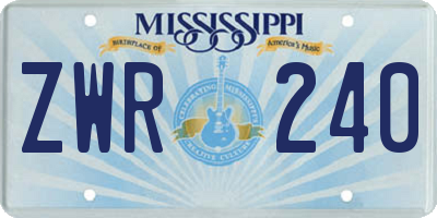 MS license plate ZWR240