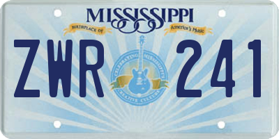 MS license plate ZWR241
