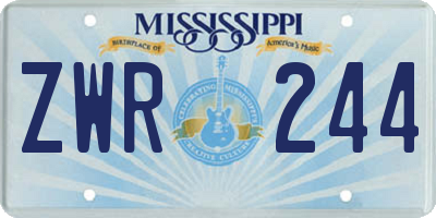 MS license plate ZWR244
