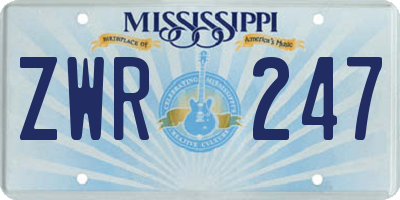 MS license plate ZWR247