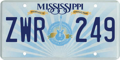 MS license plate ZWR249