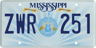 MS license plate ZWR251