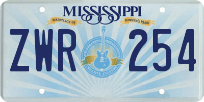 MS license plate ZWR254