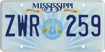 MS license plate ZWR259