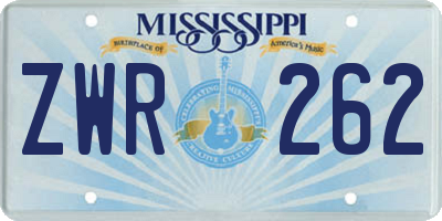 MS license plate ZWR262