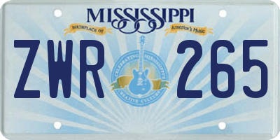 MS license plate ZWR265