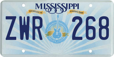 MS license plate ZWR268