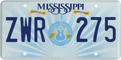 MS license plate ZWR275