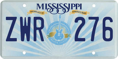 MS license plate ZWR276