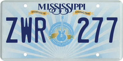 MS license plate ZWR277
