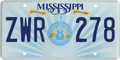 MS license plate ZWR278