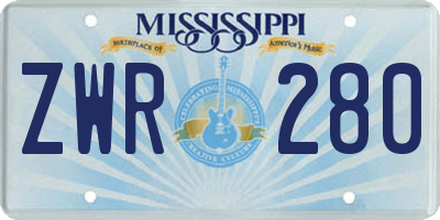 MS license plate ZWR280