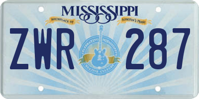 MS license plate ZWR287