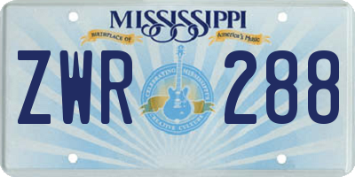 MS license plate ZWR288