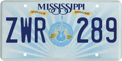 MS license plate ZWR289