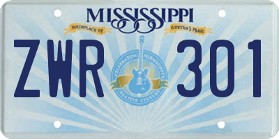 MS license plate ZWR301
