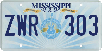 MS license plate ZWR303