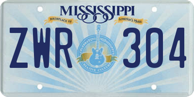 MS license plate ZWR304