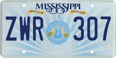 MS license plate ZWR307