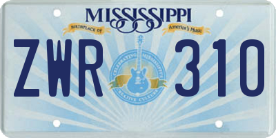 MS license plate ZWR310