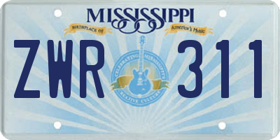MS license plate ZWR311