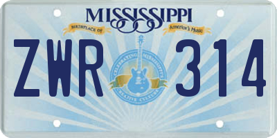 MS license plate ZWR314