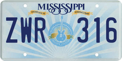 MS license plate ZWR316