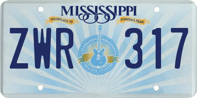 MS license plate ZWR317