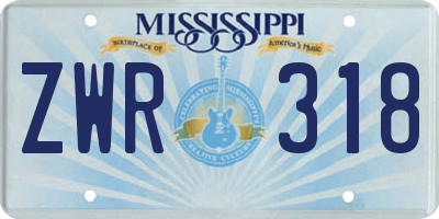 MS license plate ZWR318
