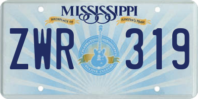 MS license plate ZWR319