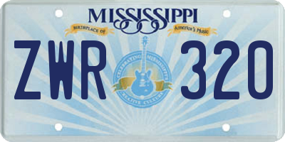 MS license plate ZWR320