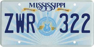 MS license plate ZWR322