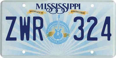 MS license plate ZWR324