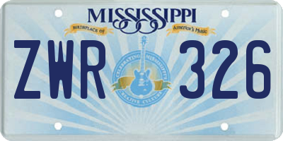 MS license plate ZWR326