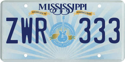 MS license plate ZWR333