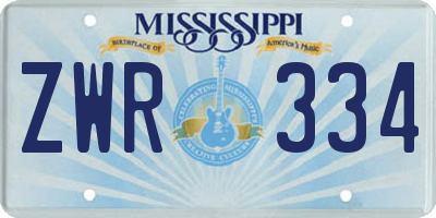 MS license plate ZWR334
