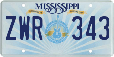 MS license plate ZWR343