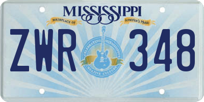 MS license plate ZWR348