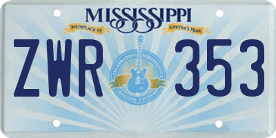 MS license plate ZWR353