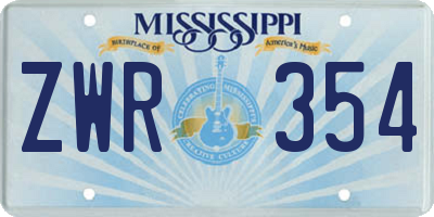MS license plate ZWR354