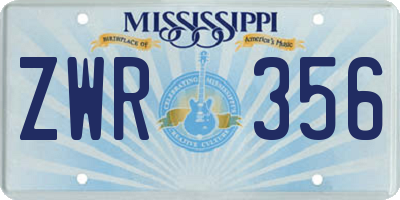 MS license plate ZWR356