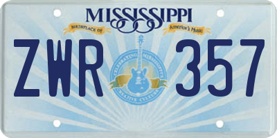 MS license plate ZWR357
