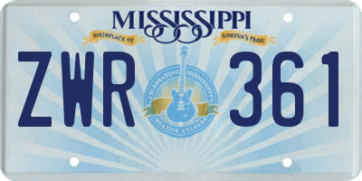 MS license plate ZWR361