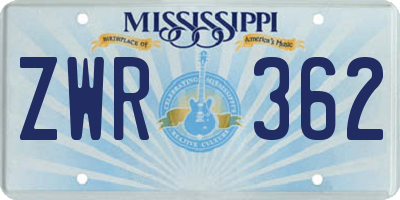MS license plate ZWR362