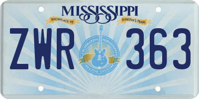 MS license plate ZWR363